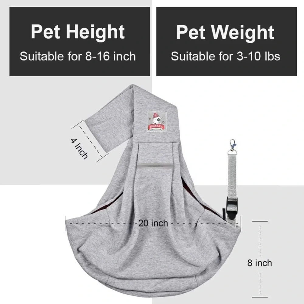 MRELEC Small Cat/Dog Carrier/Sling/Front Pack/Shoulder Bag in Grey and Gingham